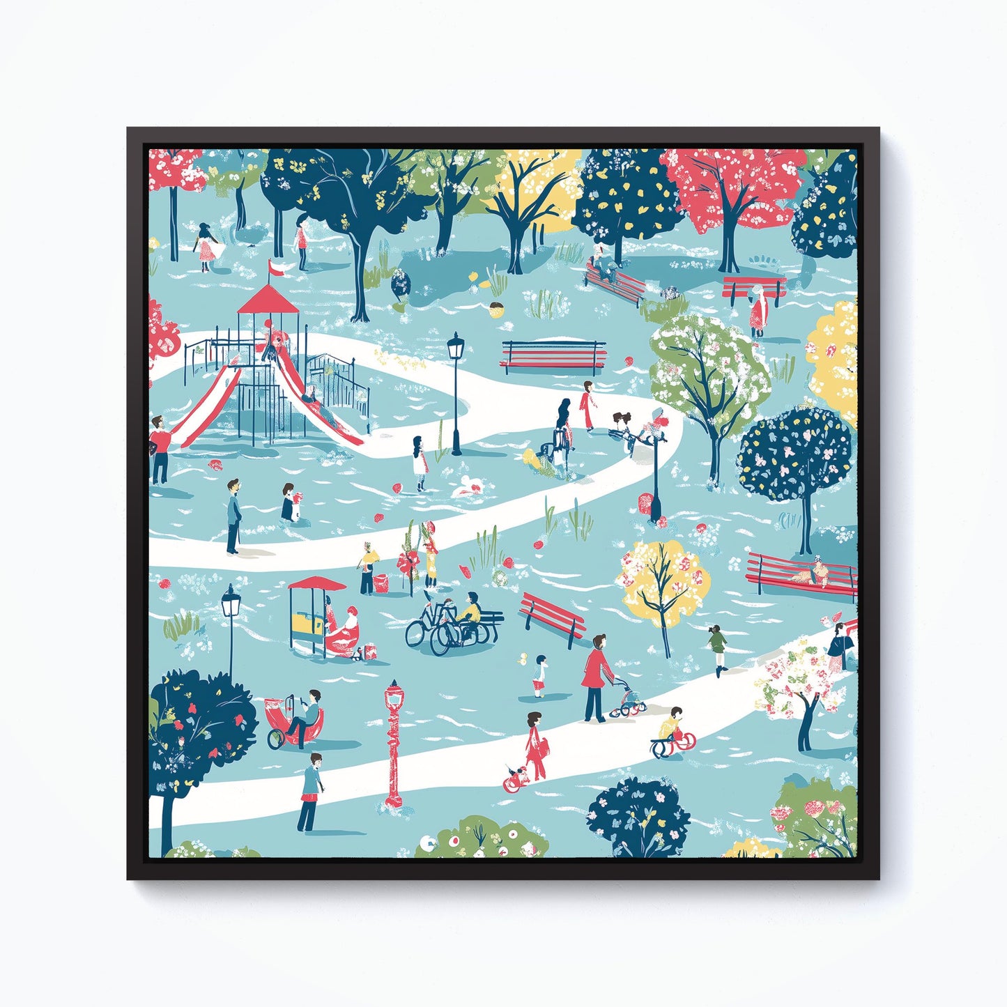 A Day At The Park Framed Canvas
