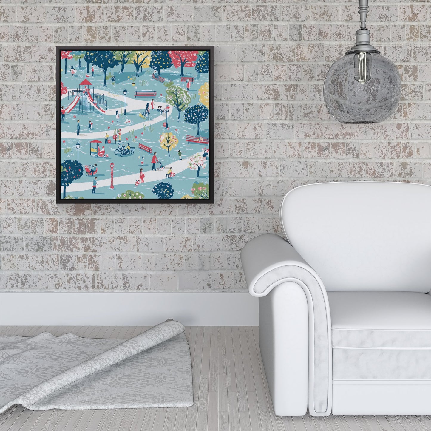 A Day At The Park Framed Canvas