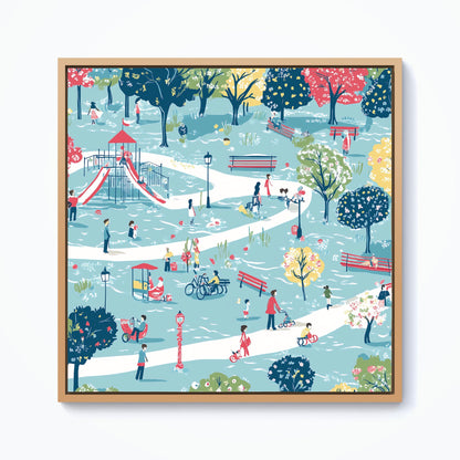 A Day At The Park Framed Canvas