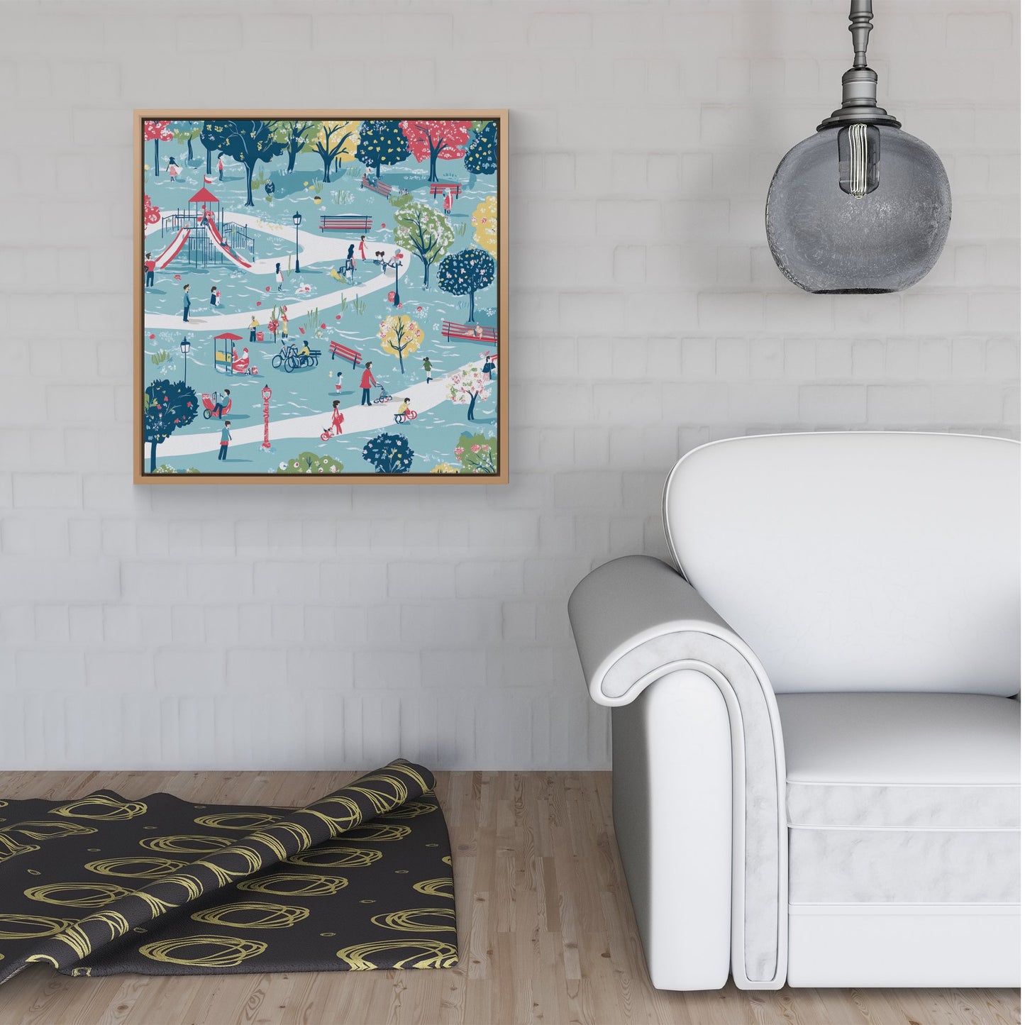 A Day At The Park Framed Canvas