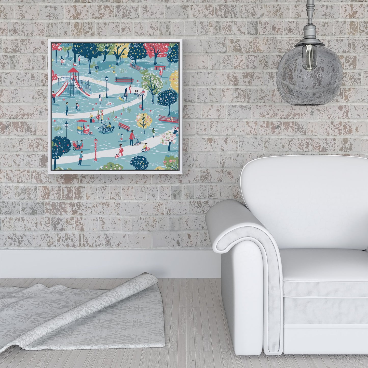A Day At The Park Framed Canvas