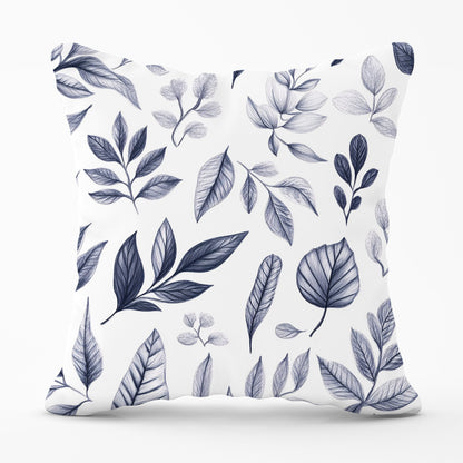 Grey Hand Drawn Leaves Cushions