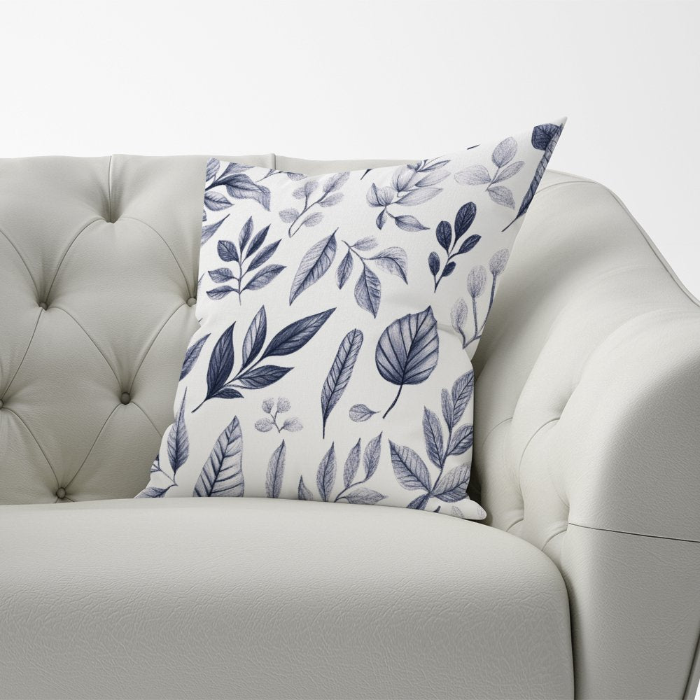 Grey Hand Drawn Leaves Cushions