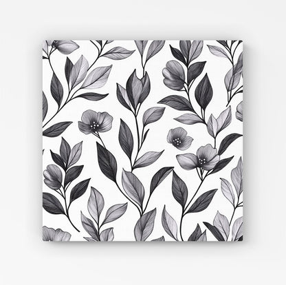 Hand Drawn Leaves And Flowers Canvas