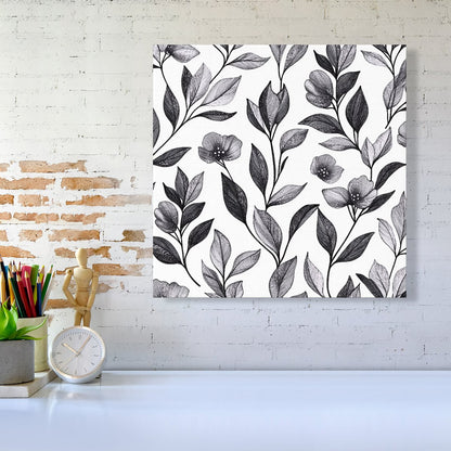 Hand Drawn Leaves And Flowers Canvas