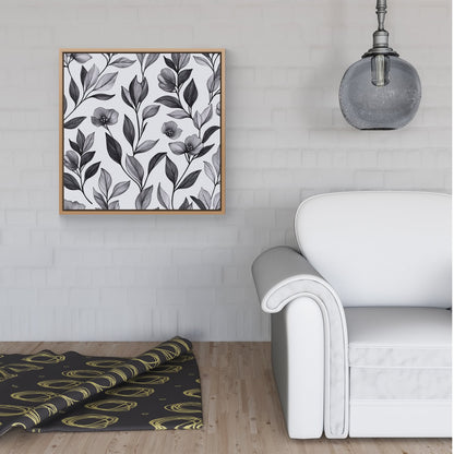 Hand Drawn Leaves And Flowers Framed Canvas