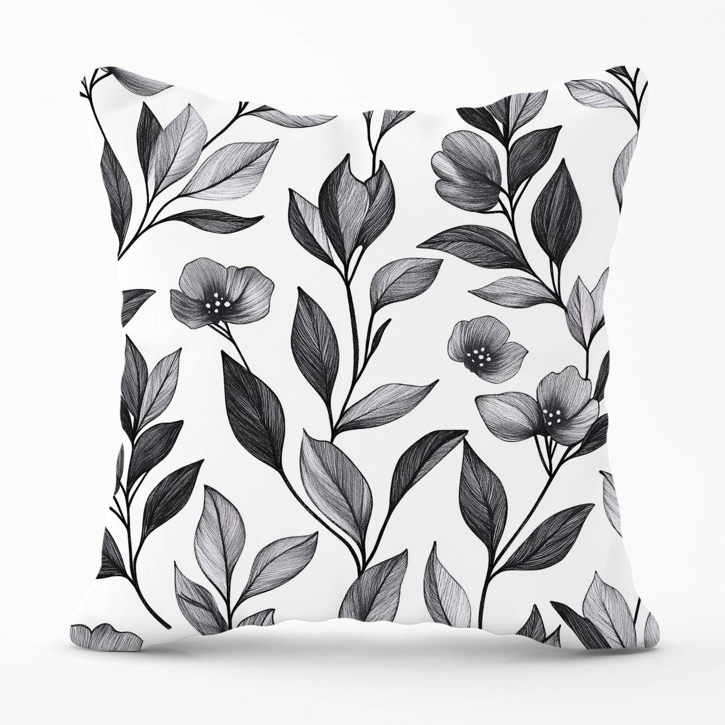 Hand Drawn Leaves And Flowers Cushions