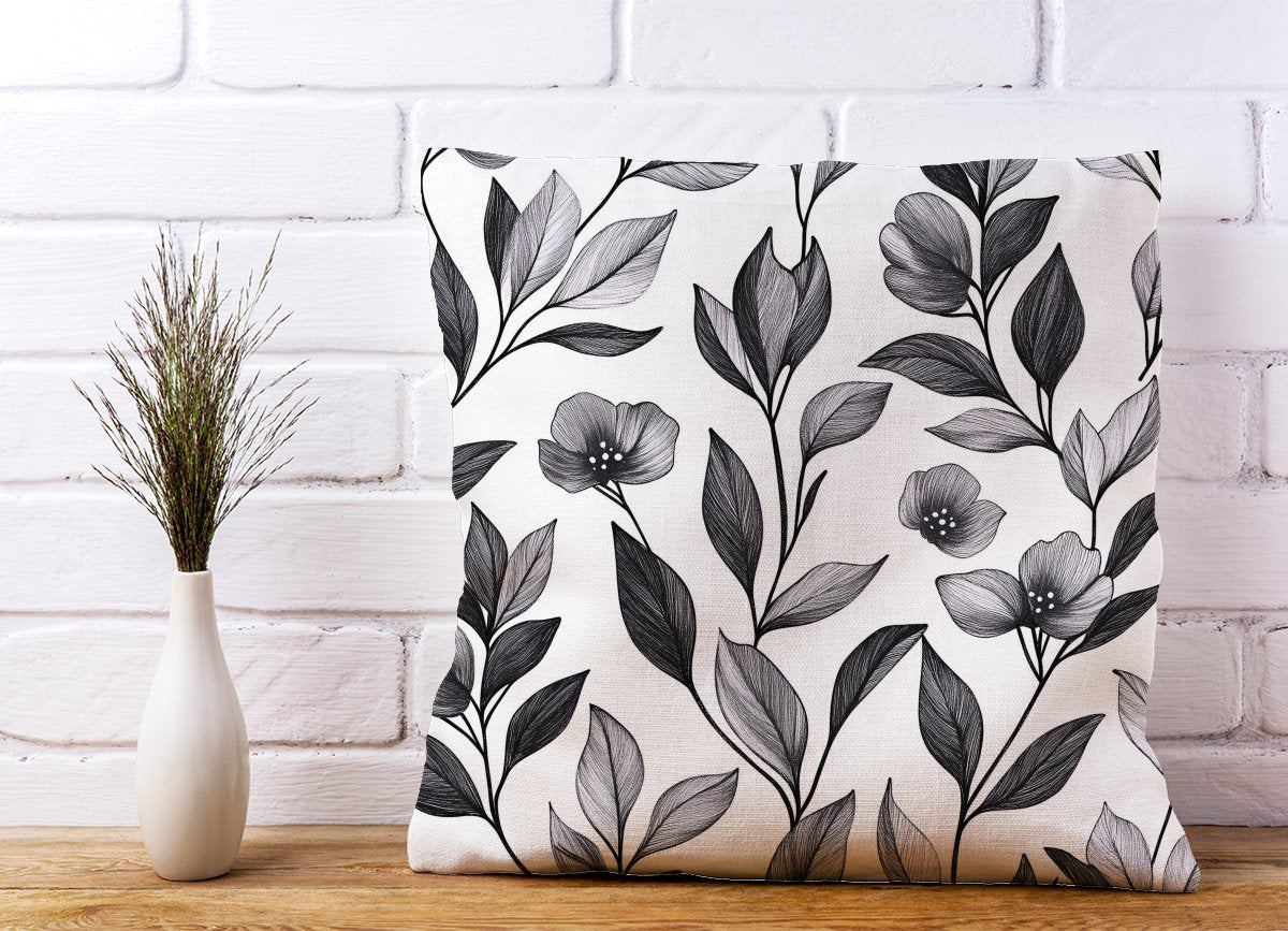 Hand Drawn Leaves And Flowers Cushions