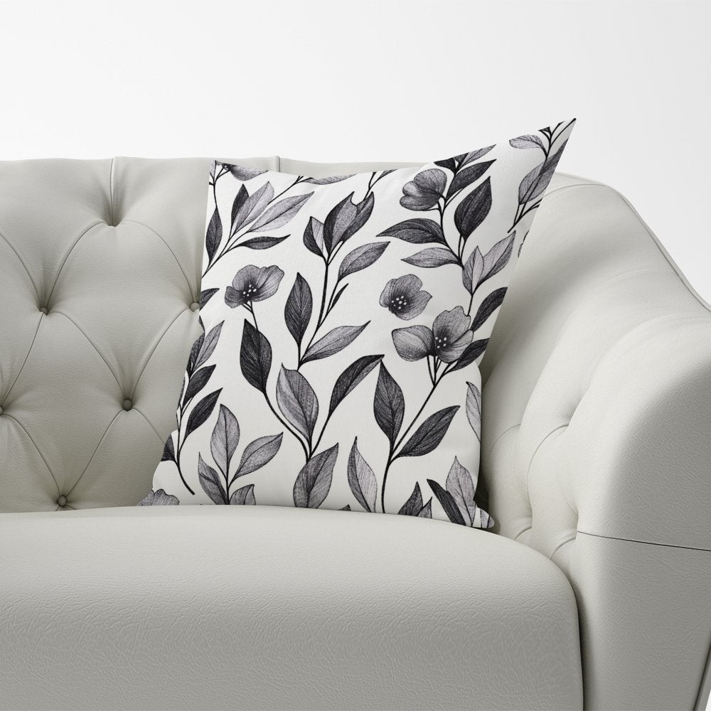 Hand Drawn Leaves And Flowers Cushions