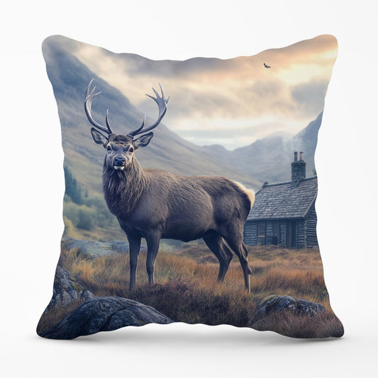 Highland Stag By The Cottage Cushions
