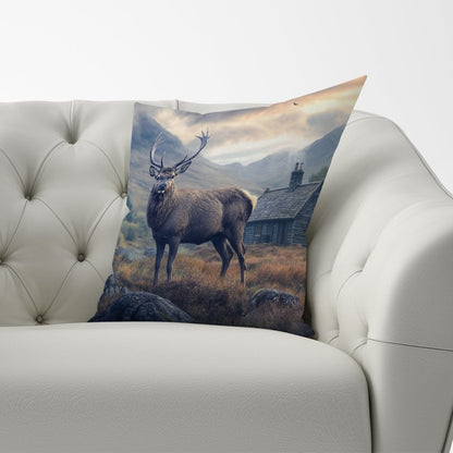 Highland Stag By The Cottage Cushions
