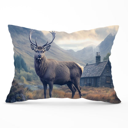 Highland Stag By The Cottage Cushions