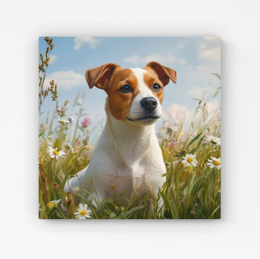 Happy Jack Russell In A Summer Meadow Canvas