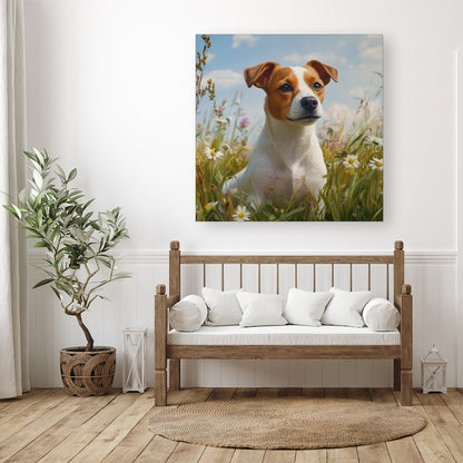 Happy Jack Russell In A Summer Meadow Canvas