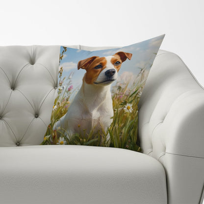 Happy Jack Russell In A Summer Meadow Cushions