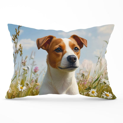 Happy Jack Russell In A Summer Meadow Cushions