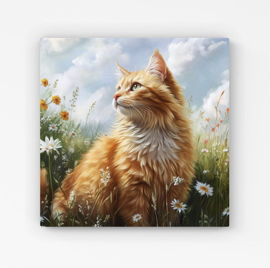 Fluffy Ginger Cat In A Summer Meadow Canvas