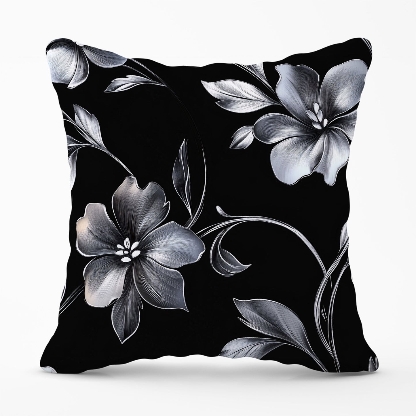 Metallic Effect Leaves And Flowers Cushions