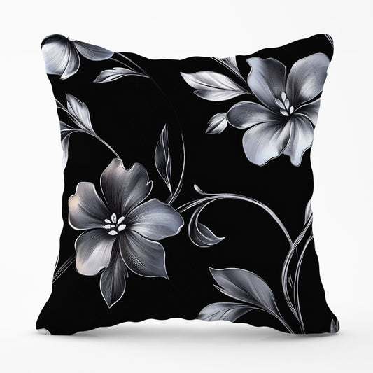 Metallic Effect Leaves And Flowers Cushions
