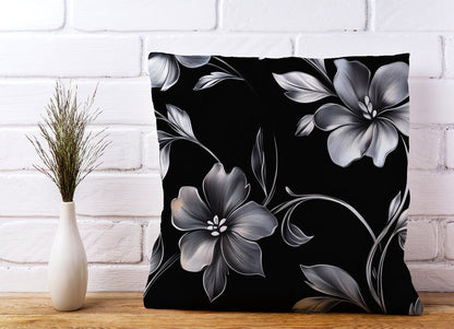 Metallic Effect Leaves And Flowers Cushions