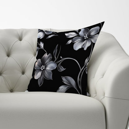 Metallic Effect Leaves And Flowers Cushions