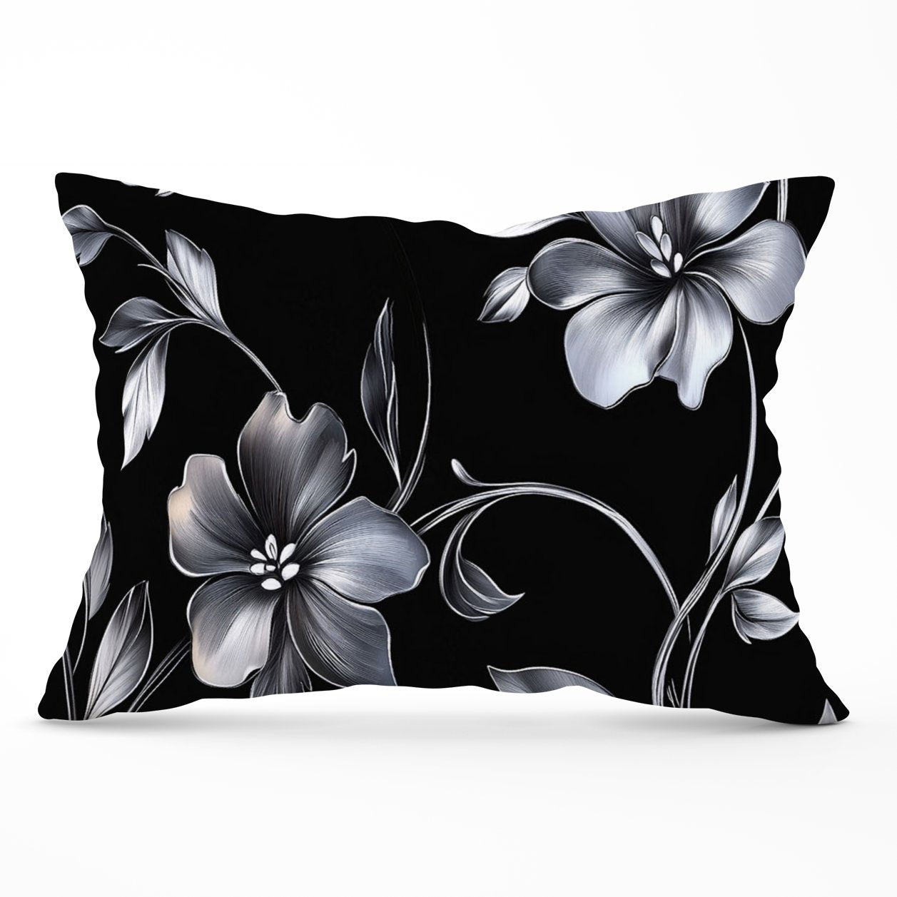 Metallic Effect Leaves And Flowers Cushions