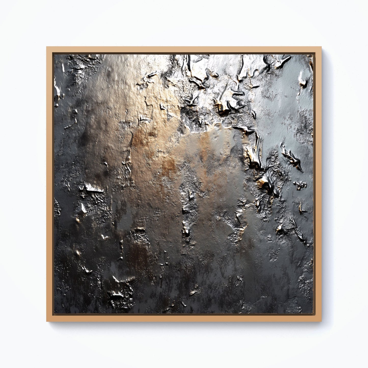 Grey Gold Textures Framed Canvas