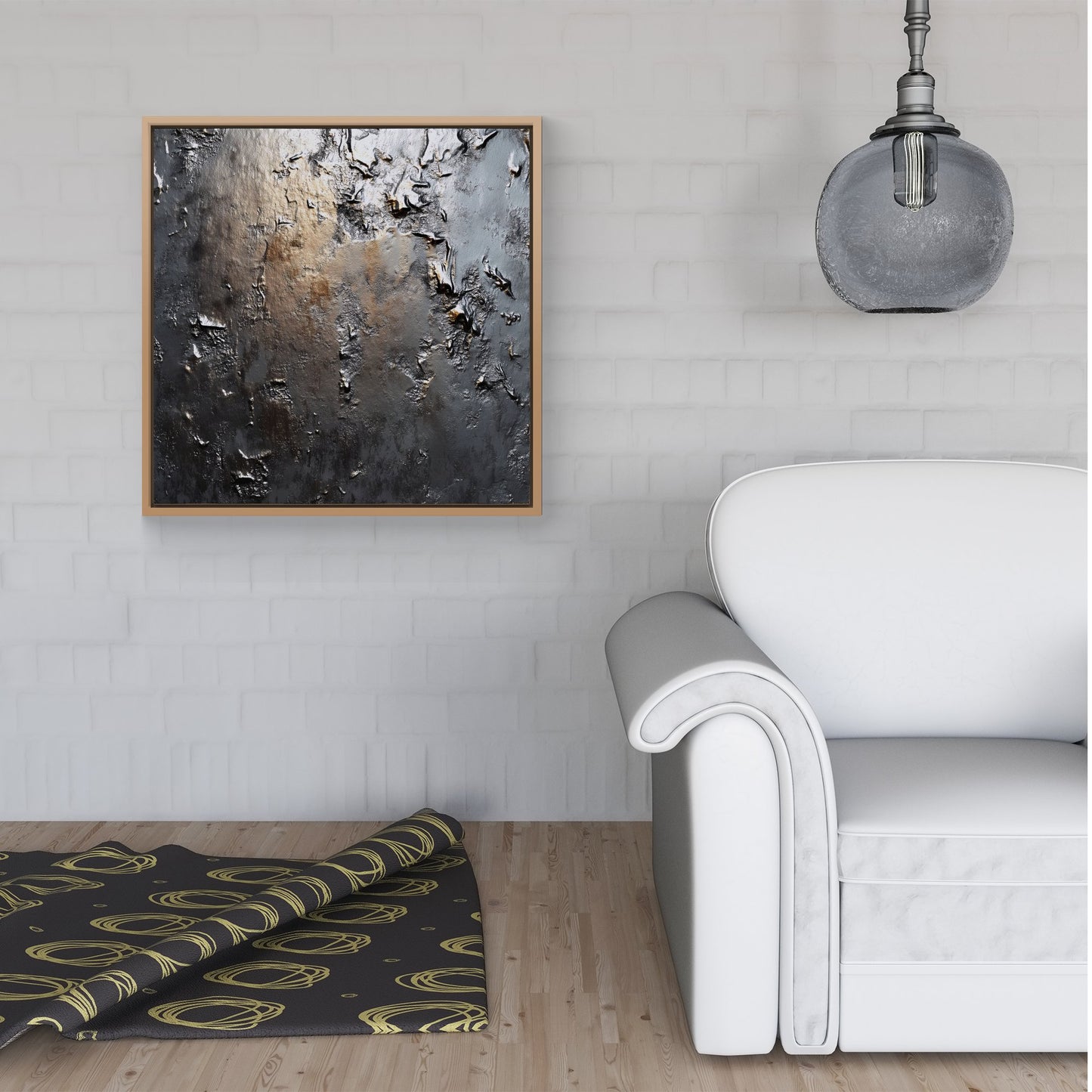 Grey Gold Textures Framed Canvas