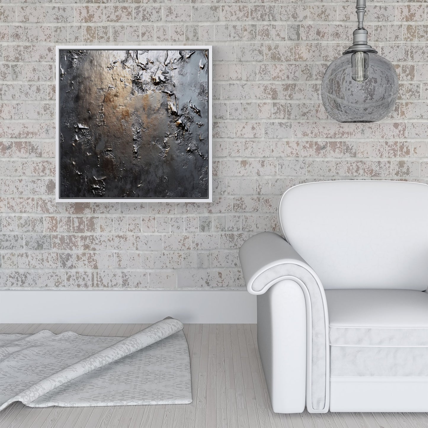 Grey Gold Textures Framed Canvas