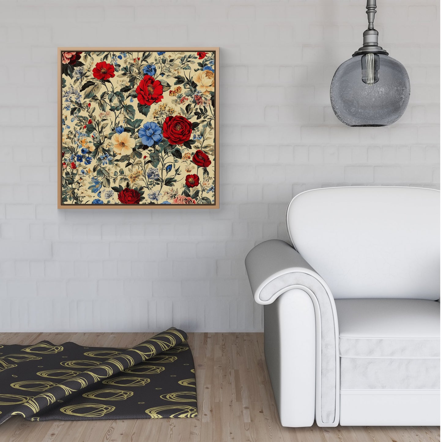 Vintage Roses And Buds Framed Canvas