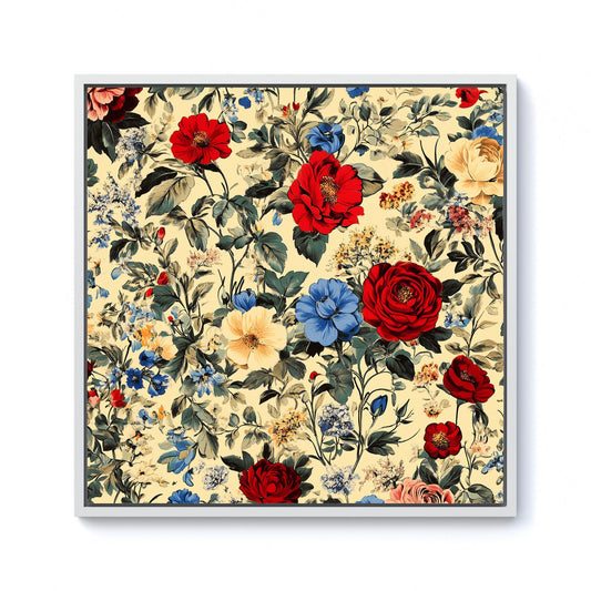 Vintage Roses And Buds Framed Canvas