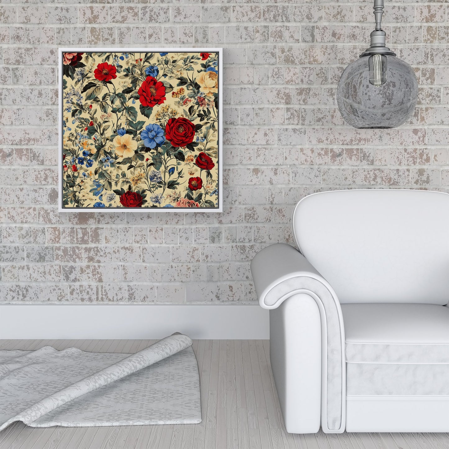 Vintage Roses And Buds Framed Canvas
