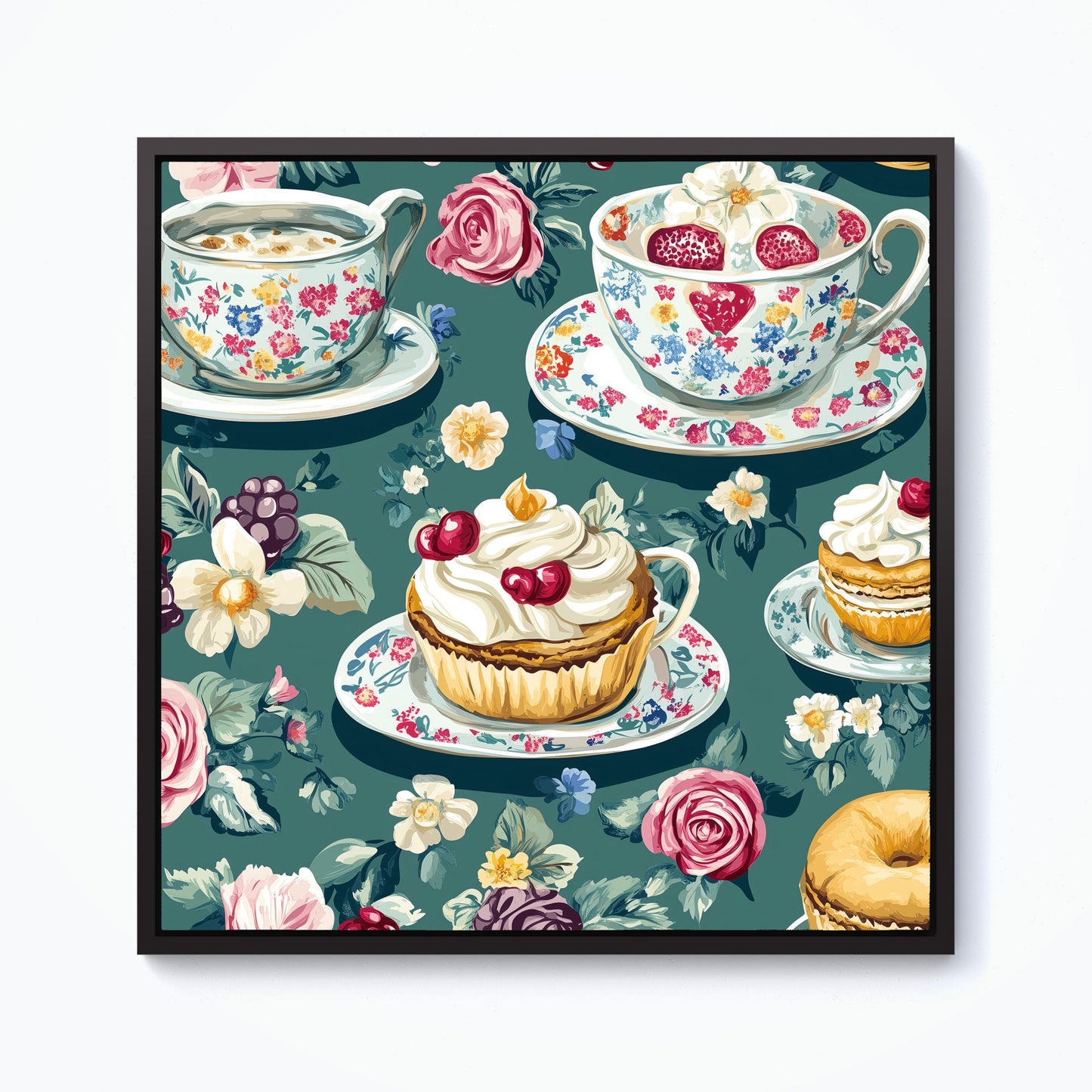 Vintage Tea Party  Framed Canvas