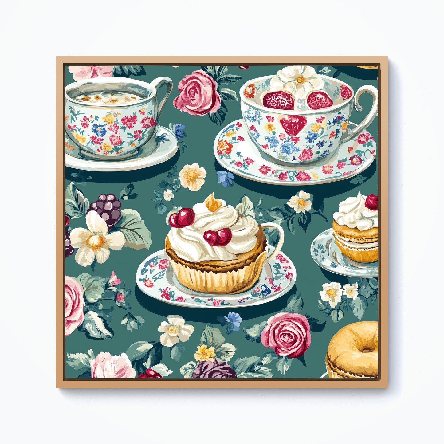 Vintage Tea Party  Framed Canvas