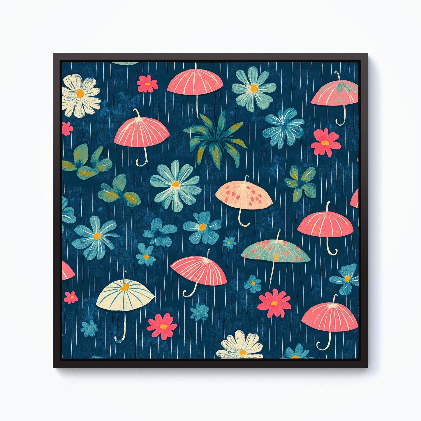 Umbrellas In Spring Framed Canvas