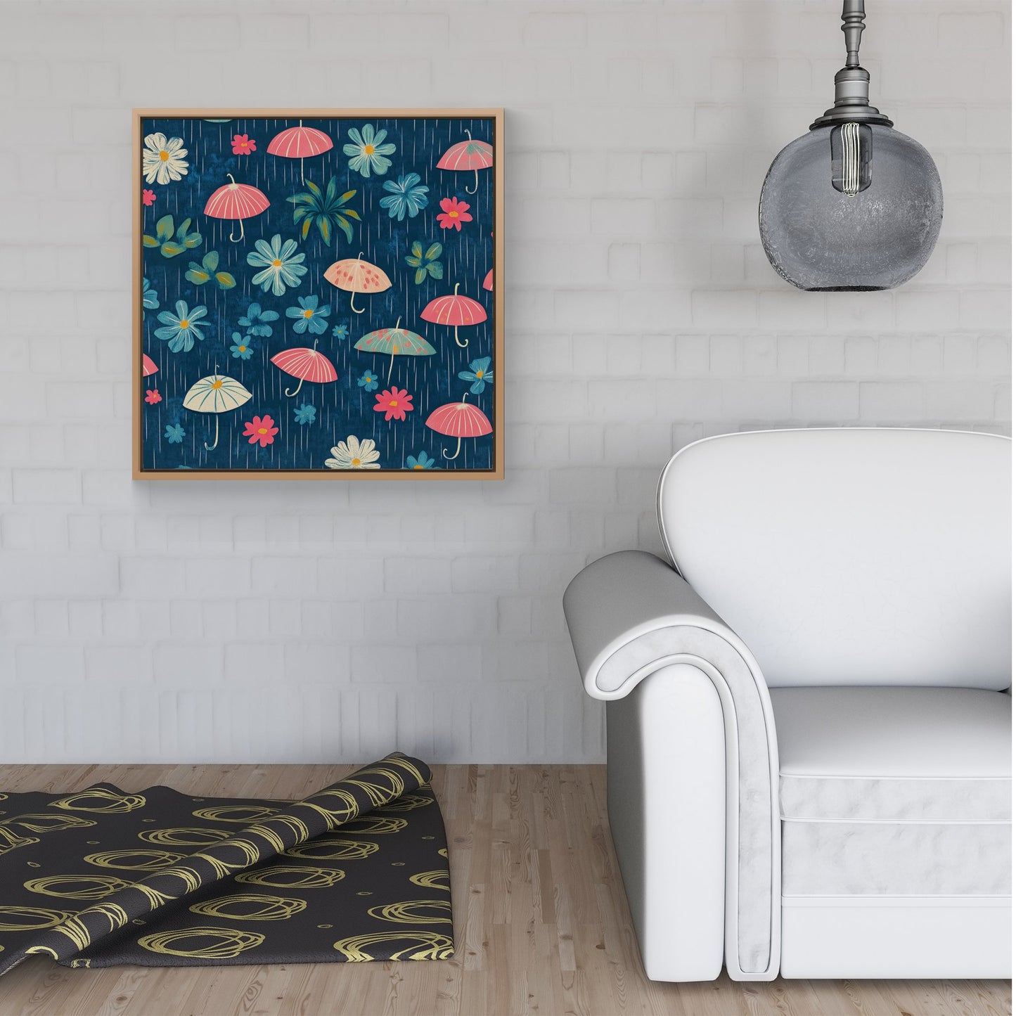 Umbrellas In Spring Framed Canvas