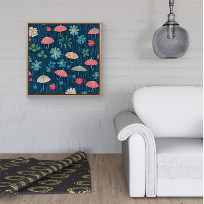 Umbrellas In Spring Framed Canvas