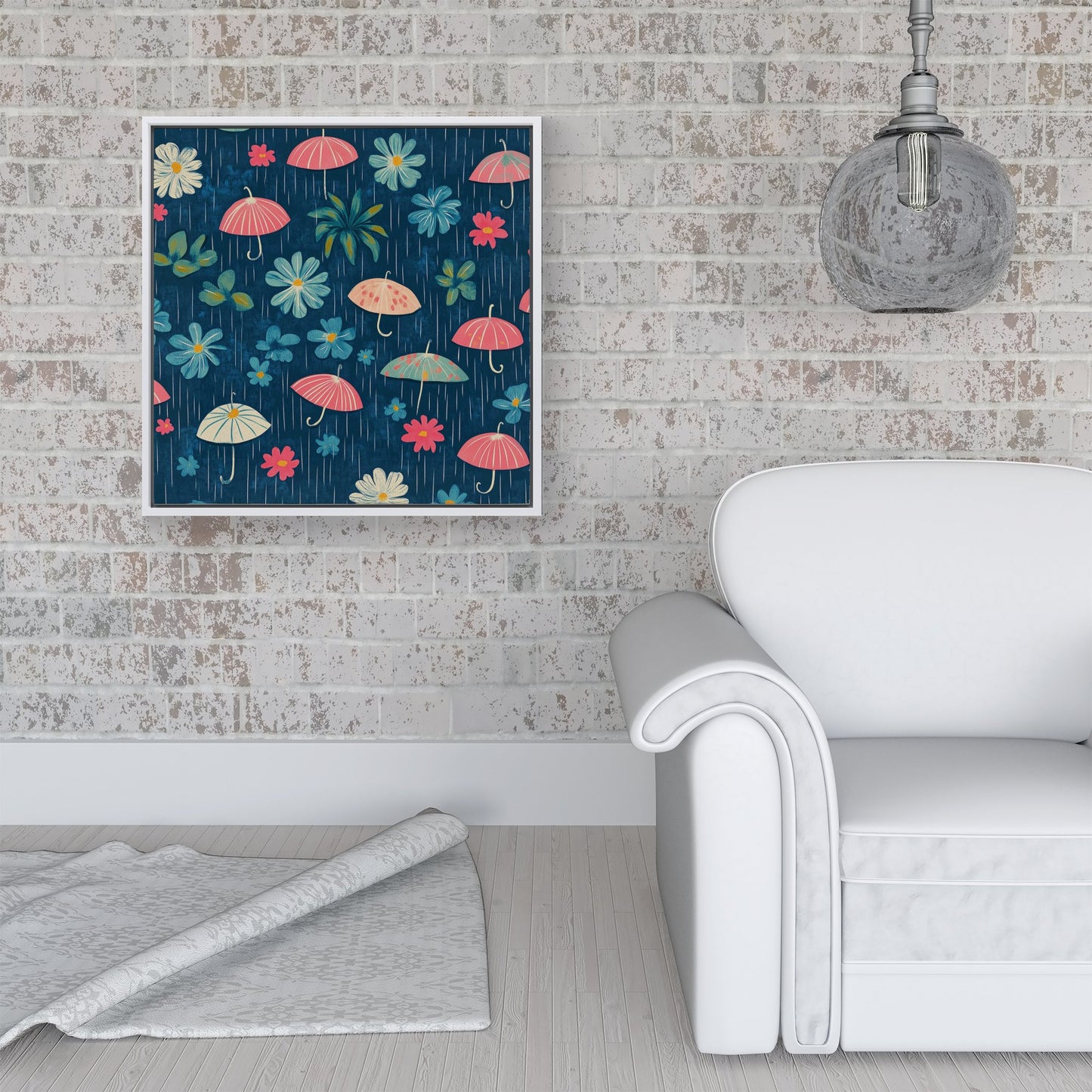 Umbrellas In Spring Framed Canvas