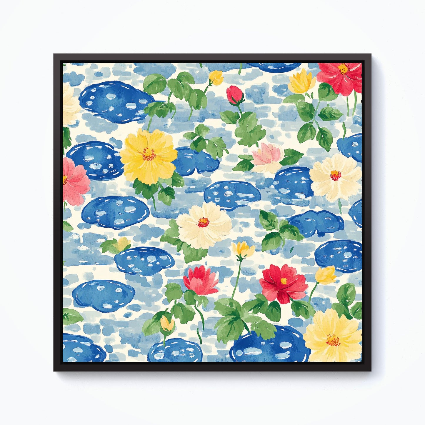 Puddles And Rain Design Framed Canvas