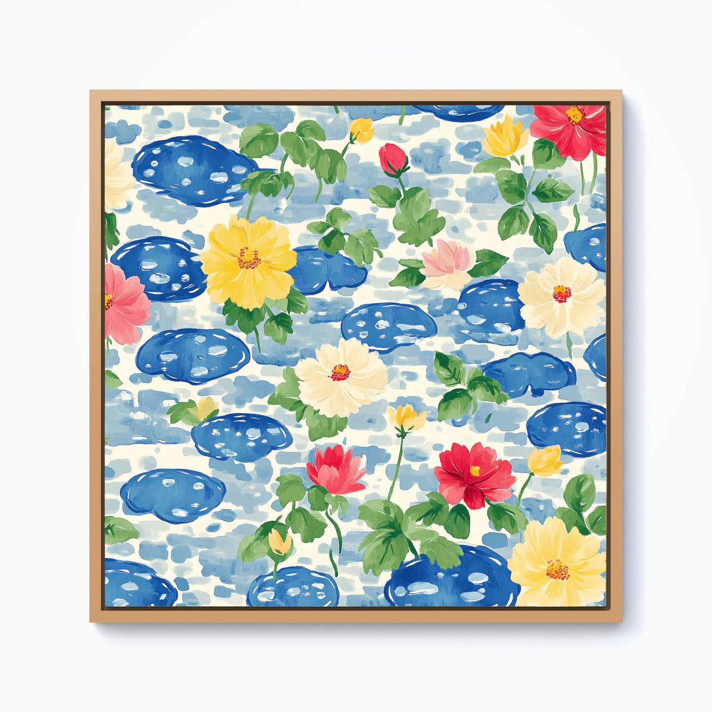 Puddles And Rain Design Framed Canvas