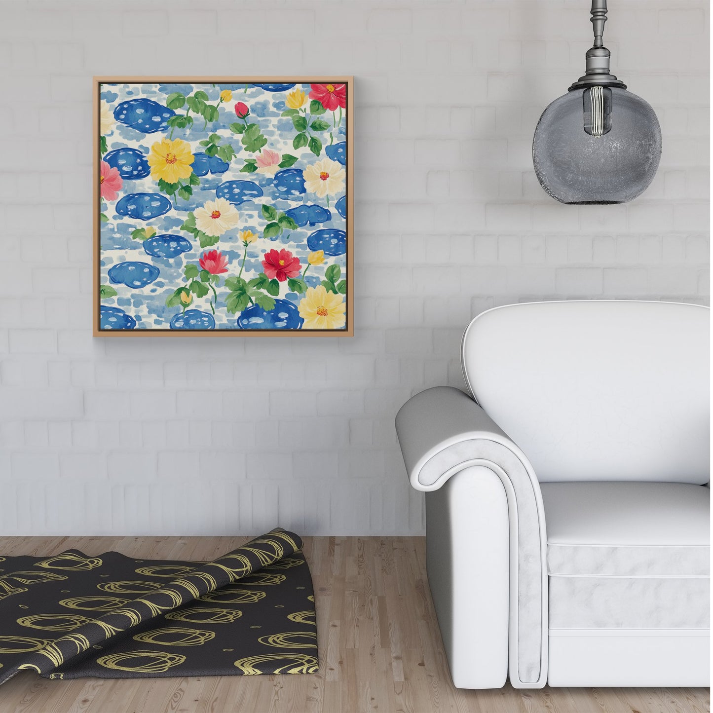 Puddles And Rain Design Framed Canvas