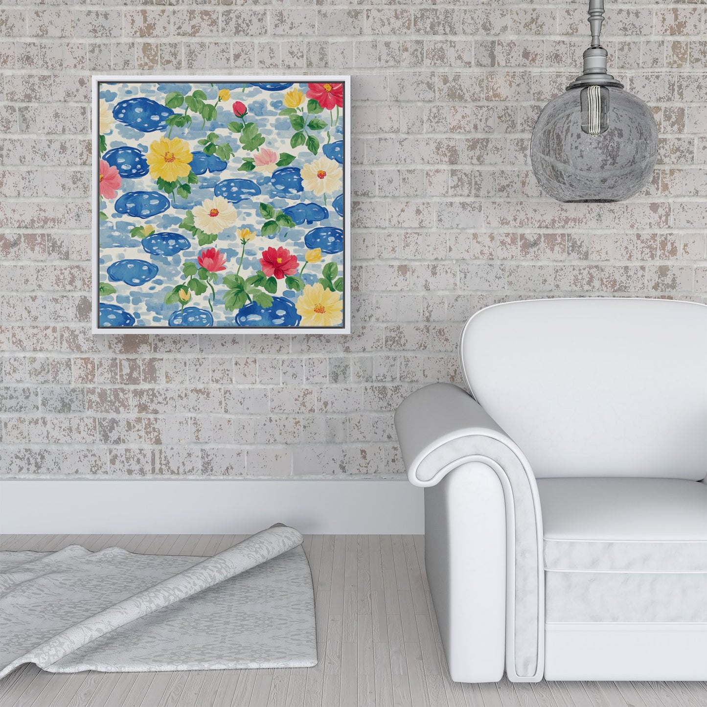 Puddles And Rain Design Framed Canvas
