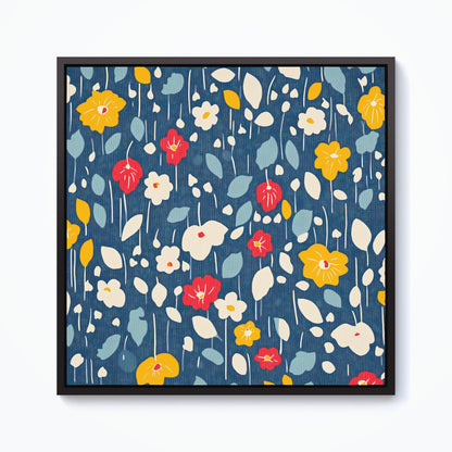 Falling Flowers In The Rain Framed Canvas