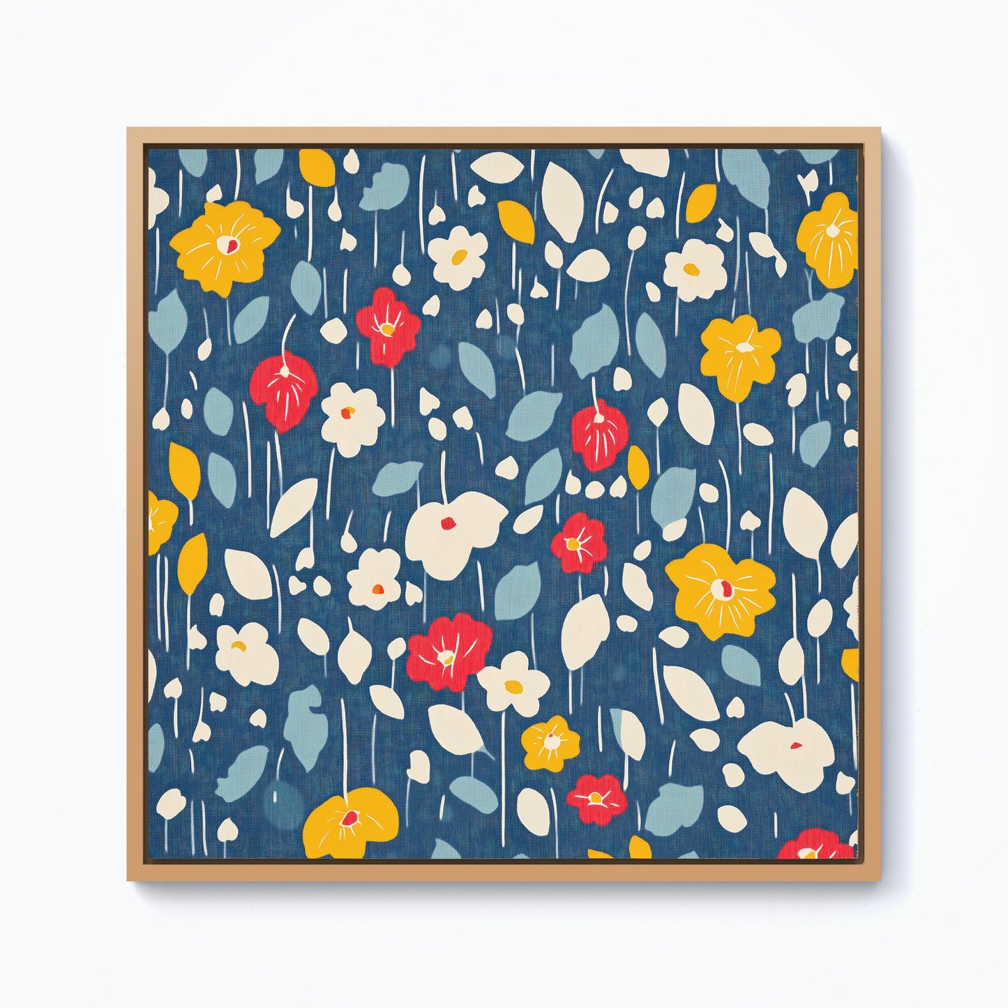Falling Flowers In The Rain Framed Canvas