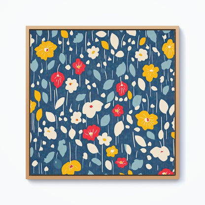 Falling Flowers In The Rain Framed Canvas