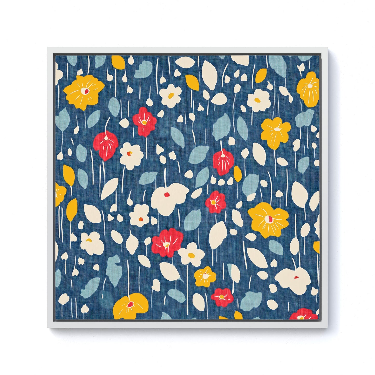 Falling Flowers In The Rain Framed Canvas