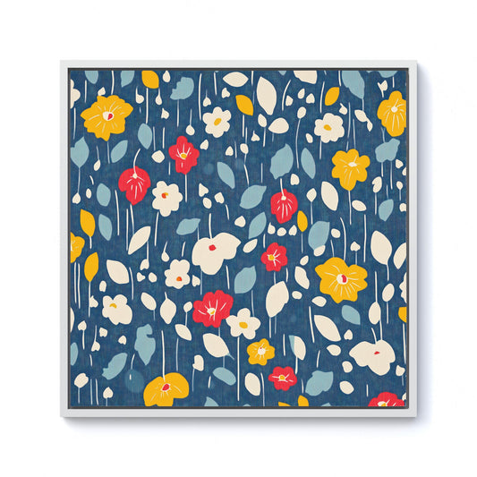 Falling Flowers In The Rain Framed Canvas