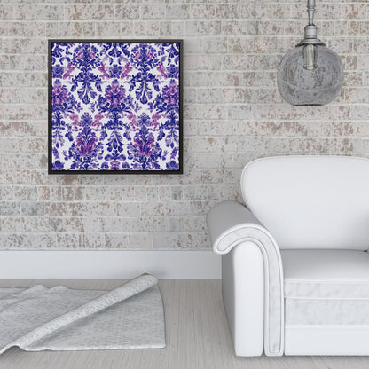 Vintage Purple Pattern Framed Canvas