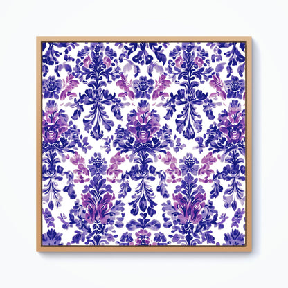 Vintage Purple Pattern Framed Canvas