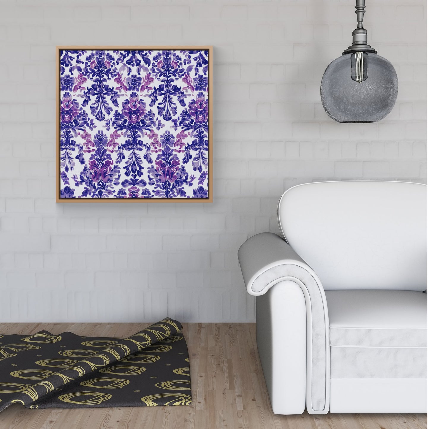 Vintage Purple Pattern Framed Canvas